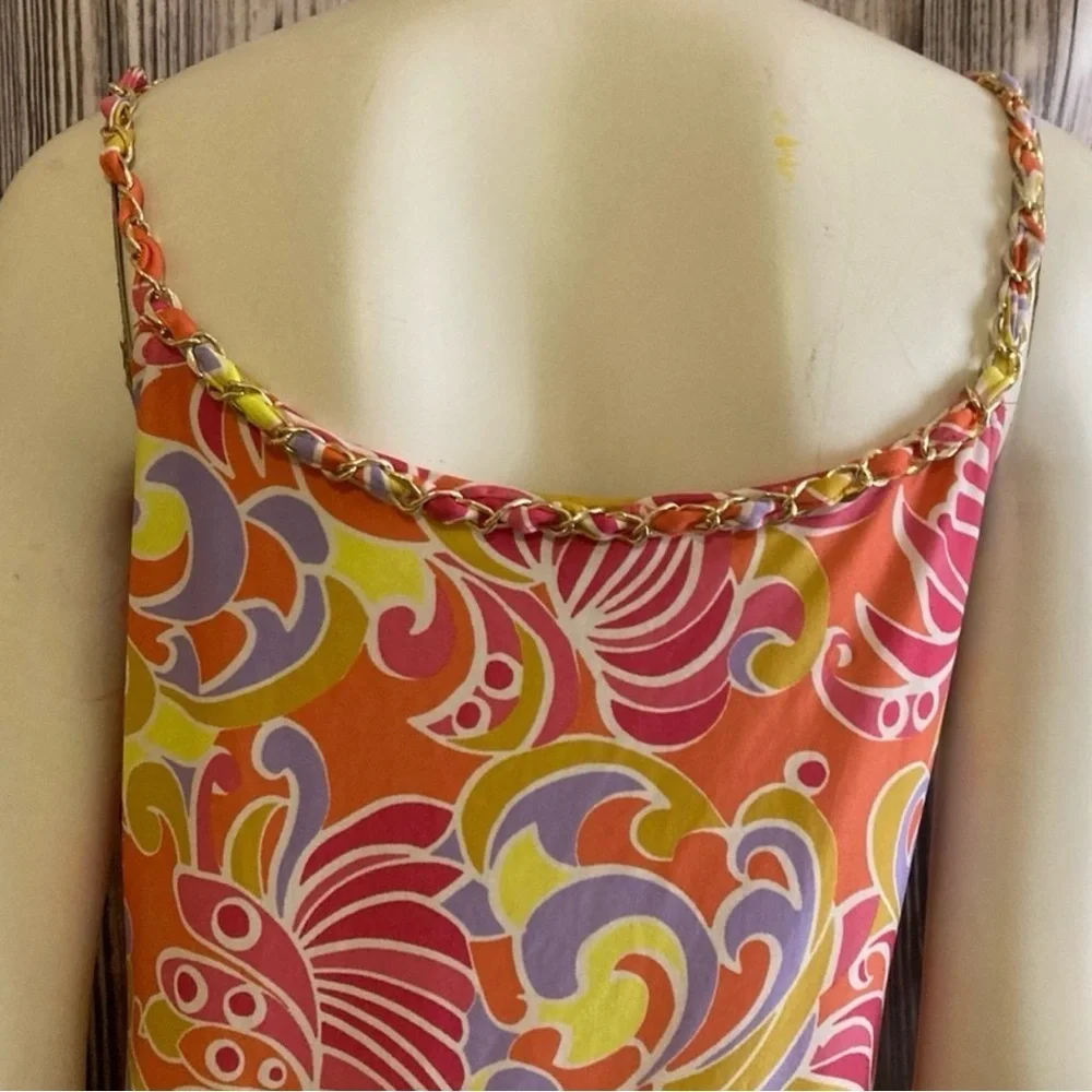 Women’s Small Sleeveless Colorful Chain Retro Style Shift Sun Dress Knee Length - Picture 7 of 12